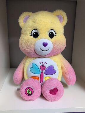 💜2/$20💜 Care Bears Calming Heart Bear 13.5" Yellow Pink Collectible